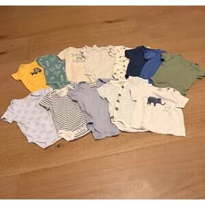 Baby Boy 3-6 Month Short Sleeve Bodysuit Bundle Lot Of 13